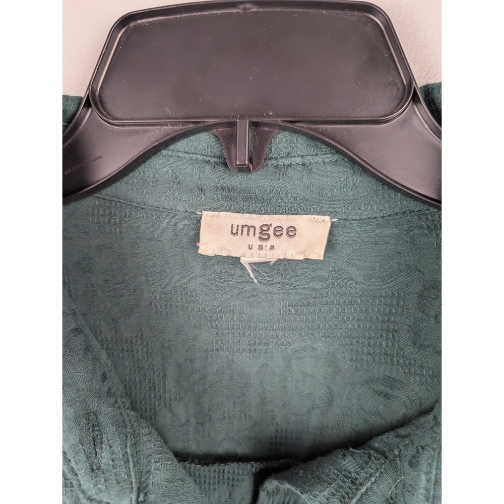 UMGEE Dress Womens M Green‎ Cotton Button Tiered Boho Peasant Ladies Textured - Picture 2 of 9